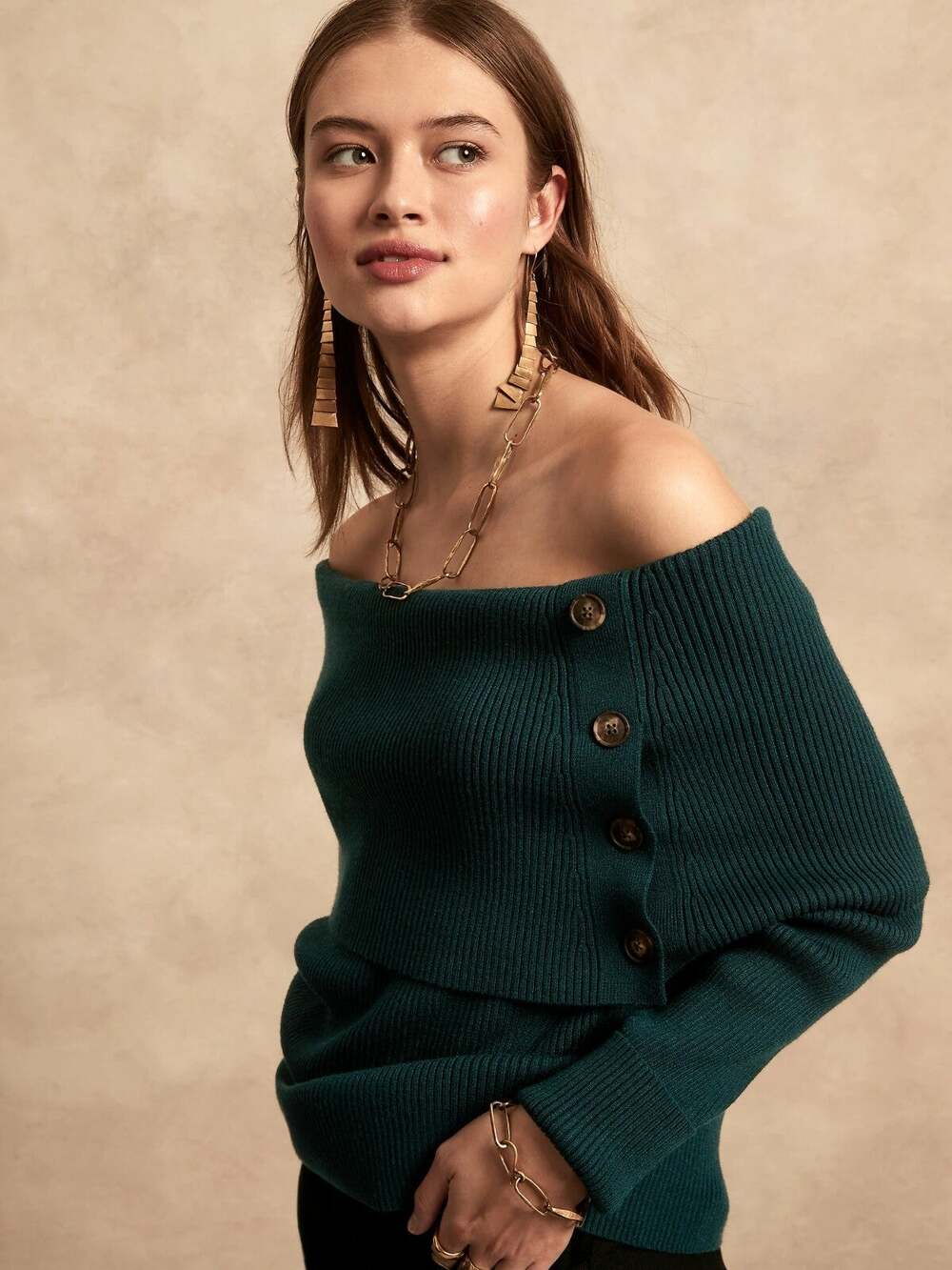 Banana Republic Off-the-Shoulder Sweater, TEAL SHADOW SIZE S #784104 W0124H